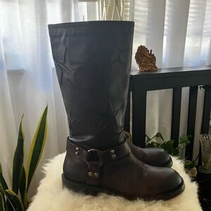Vintage Foundry Dark Brown Star Embossed Leather Boots